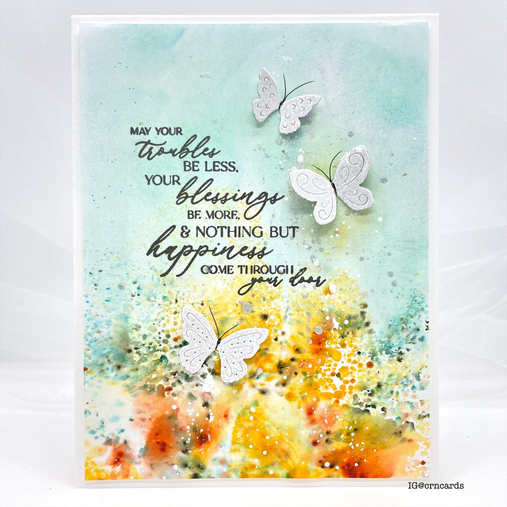 Simon Says Stamp Bright Butterflies Wafer Dies s1015 Moments in Time Happiness Card