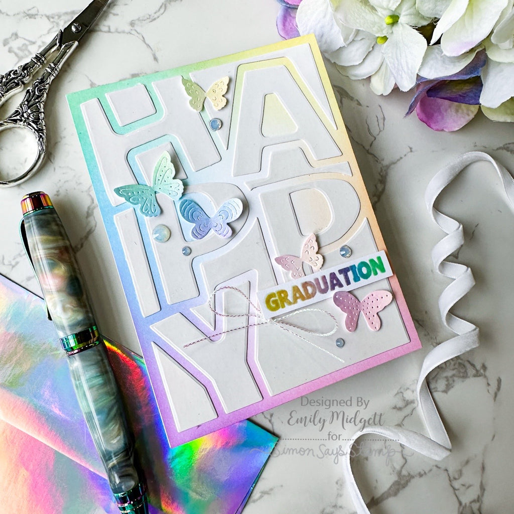 Simon Says Stamp Bright Butterflies Wafer Dies s1015 Moments in Time Graduation Card | color-code:ALT07