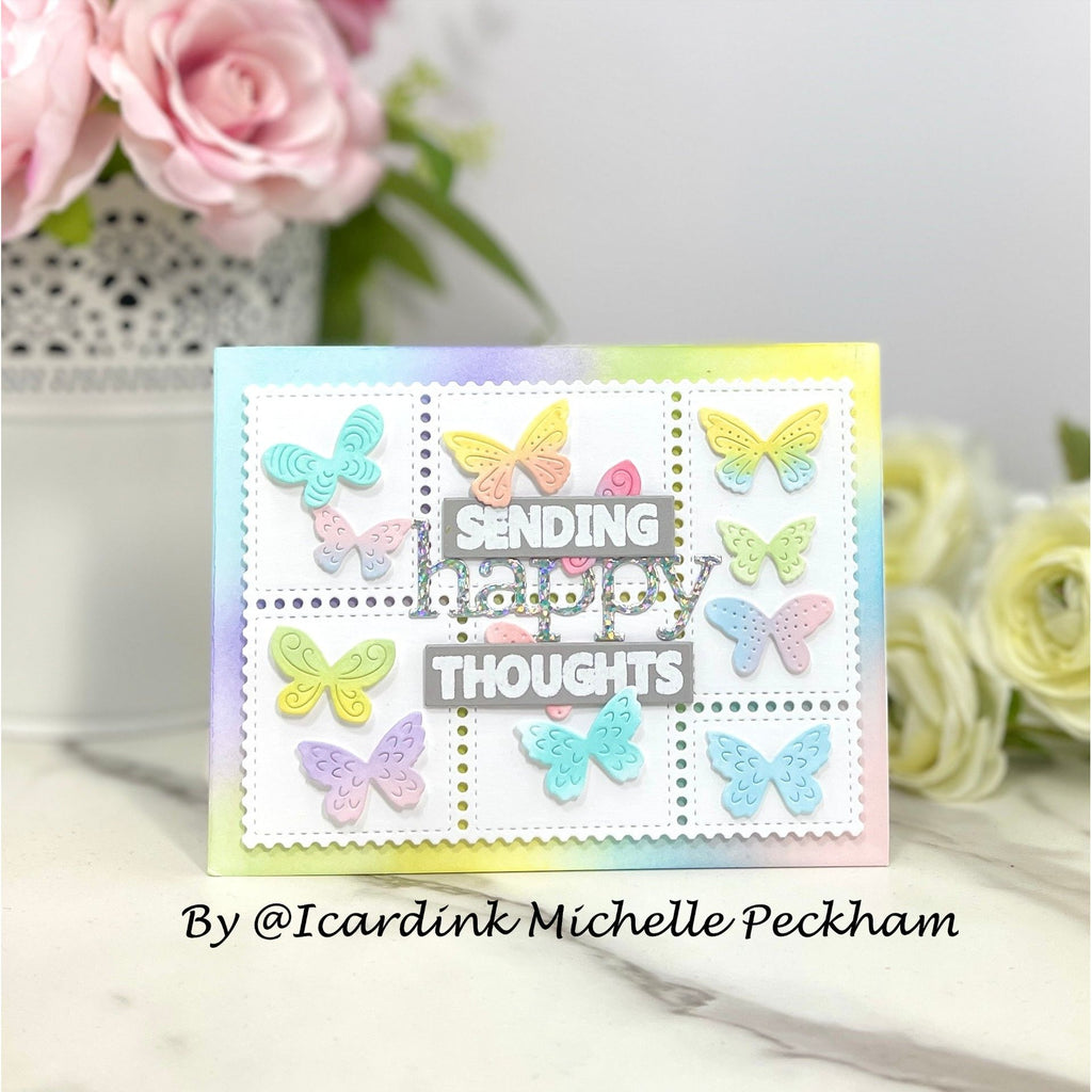 Simon Says Stamp Bright Butterflies Wafer Dies s1015 Moments in Time Happy Thoughts Card