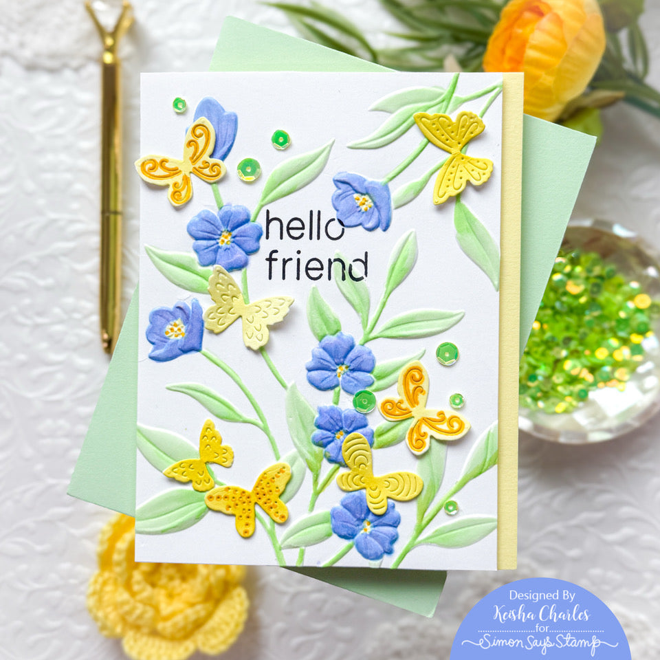 Simon Says Stamp Bright Butterflies Wafer Dies s1015 Moments in Time Friend Card | color-code:ALT02