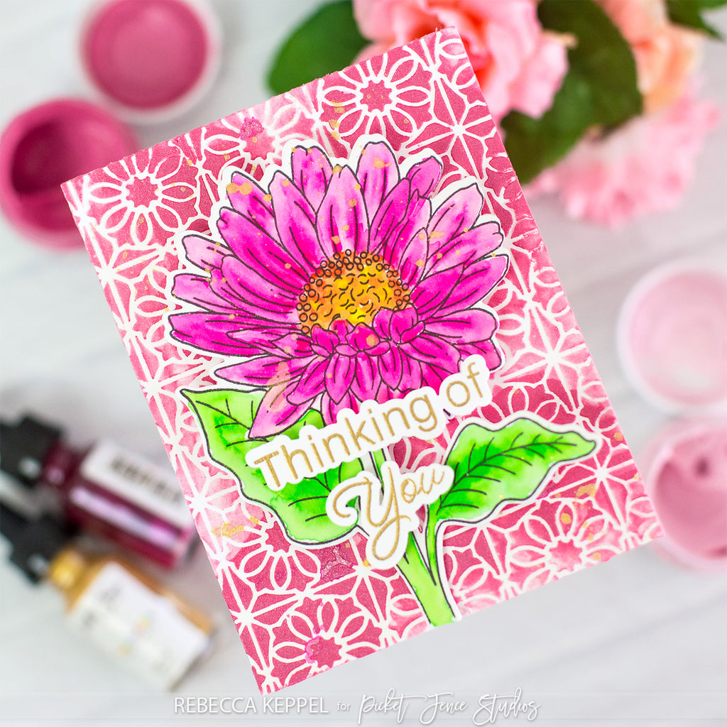 Picket Fence Studios Paper Splatter Watercolor Liquid Pink Blossom ps-110 thinking of you