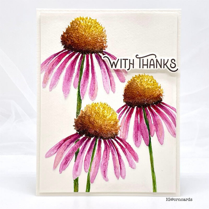 Simon Says Stamp Embossing Folder And Cutting Die Brilliant Coneflower sfd355 Stamptember Thanks Card