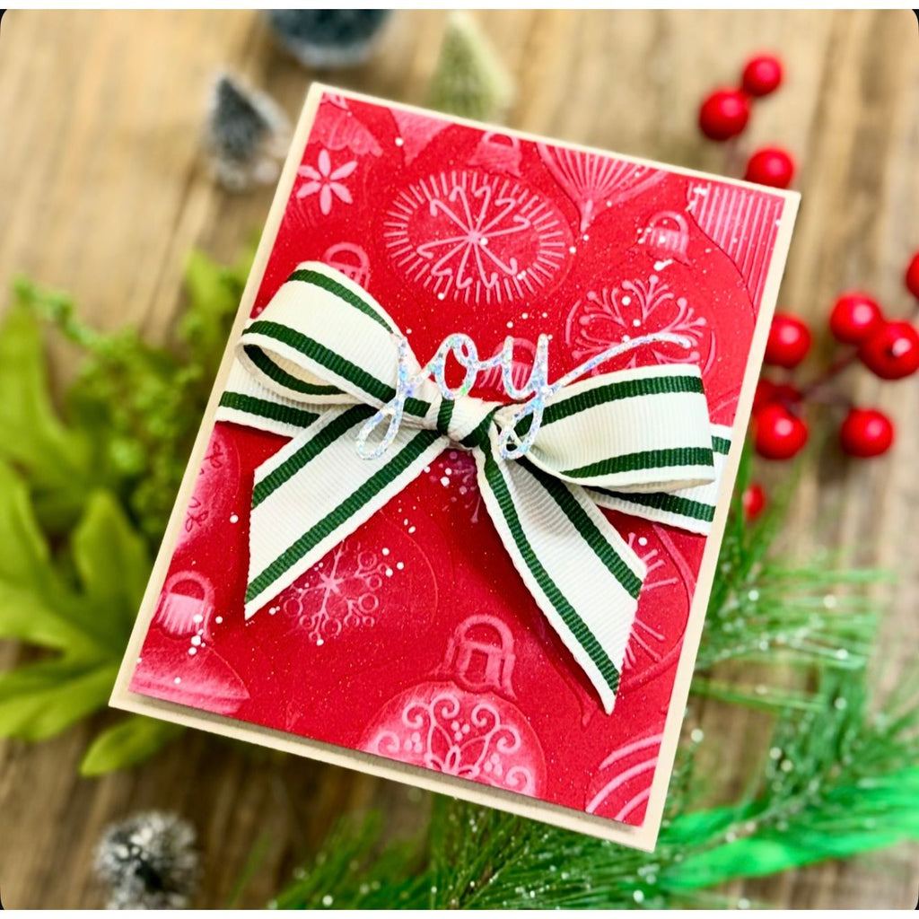 Simon Says Stamp Embossing Folder and Cutting Dies Brilliant Ornaments sfd518 Sugar and Spice Christmas Card