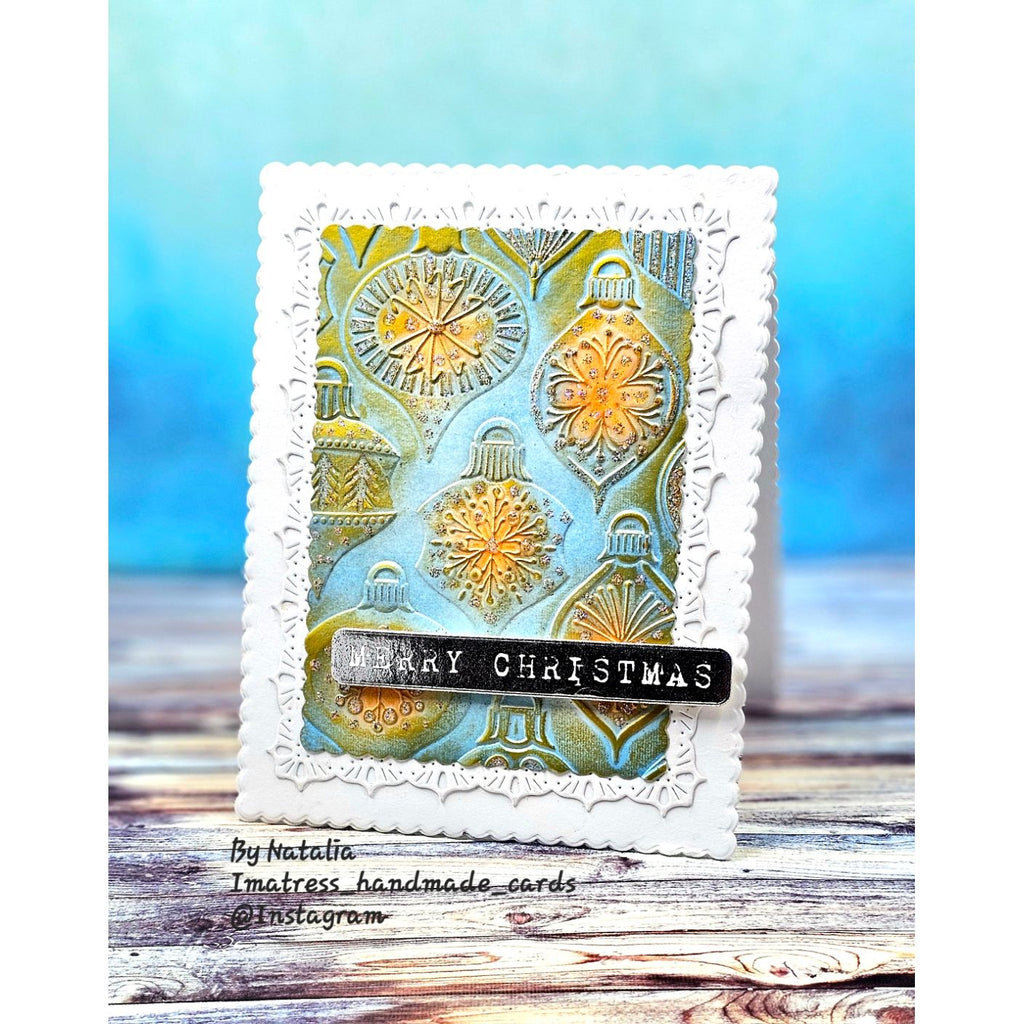 Simon Says Stamp Embossing Folder and Cutting Dies Brilliant Ornaments sfd518 Sugar and Spice Christmas Card