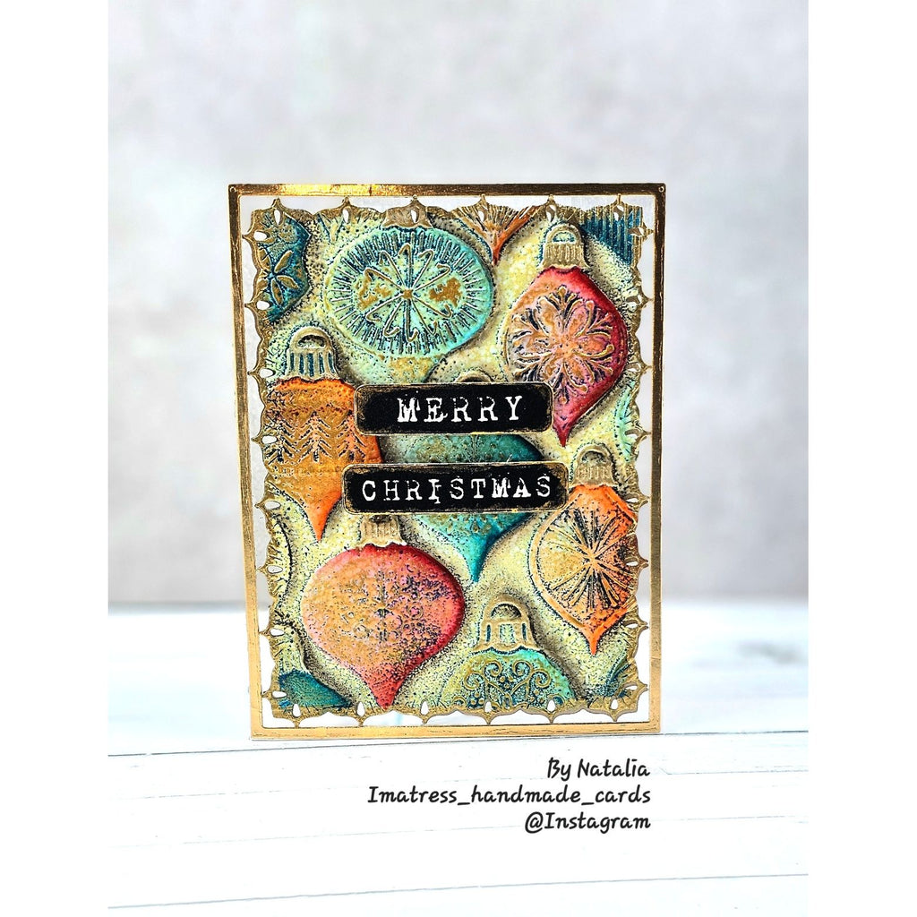 Simon Says Stamp Embossing Folder and Cutting Dies Brilliant Ornaments sfd518 Sugar and Spice Christmas Card