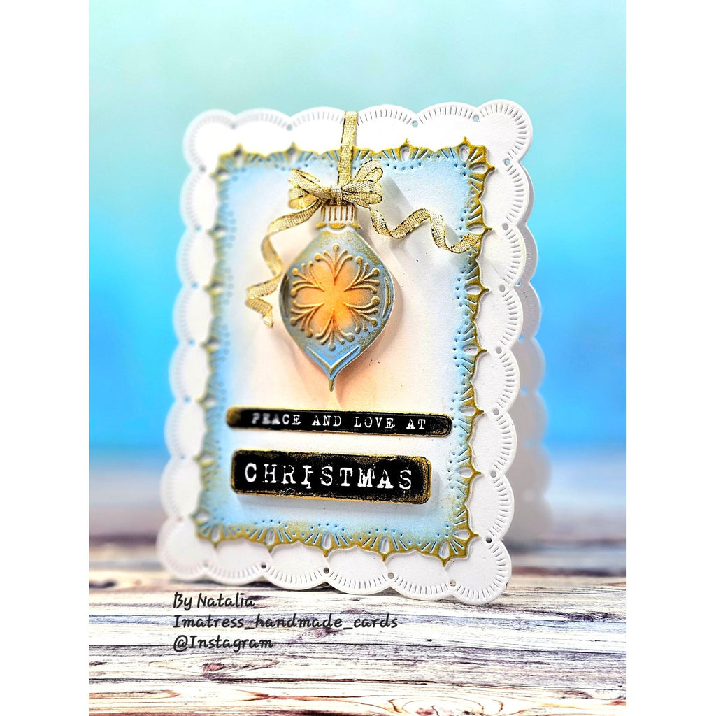 Simon Says Stamp Embossing Folder and Cutting Dies Brilliant Ornaments sfd518 Sugar and Spice Christmas Card