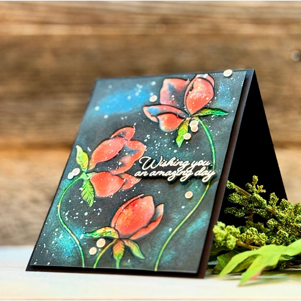 Simon Says Stamp Embossing Folder and Cutting Die Brilliant Budding Floral sfd483 Birthday Card