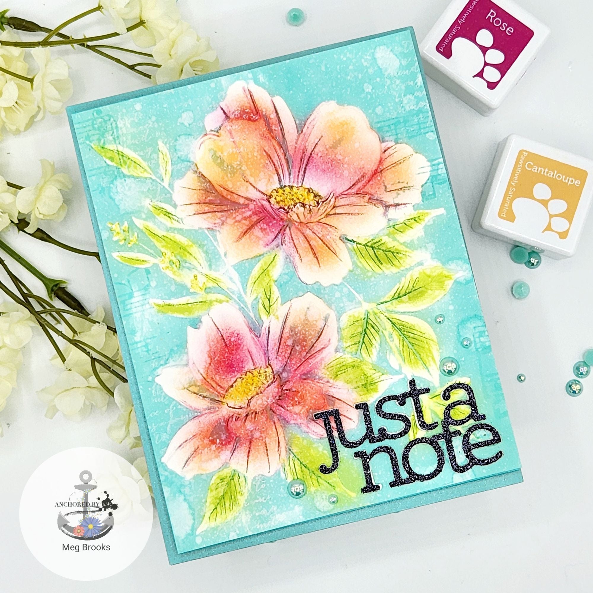 Simon Says Stamp Embossing Folder and Cutting Dies Brilliant Hibiscus sfd395 Sunny Vibes Just a Note Card