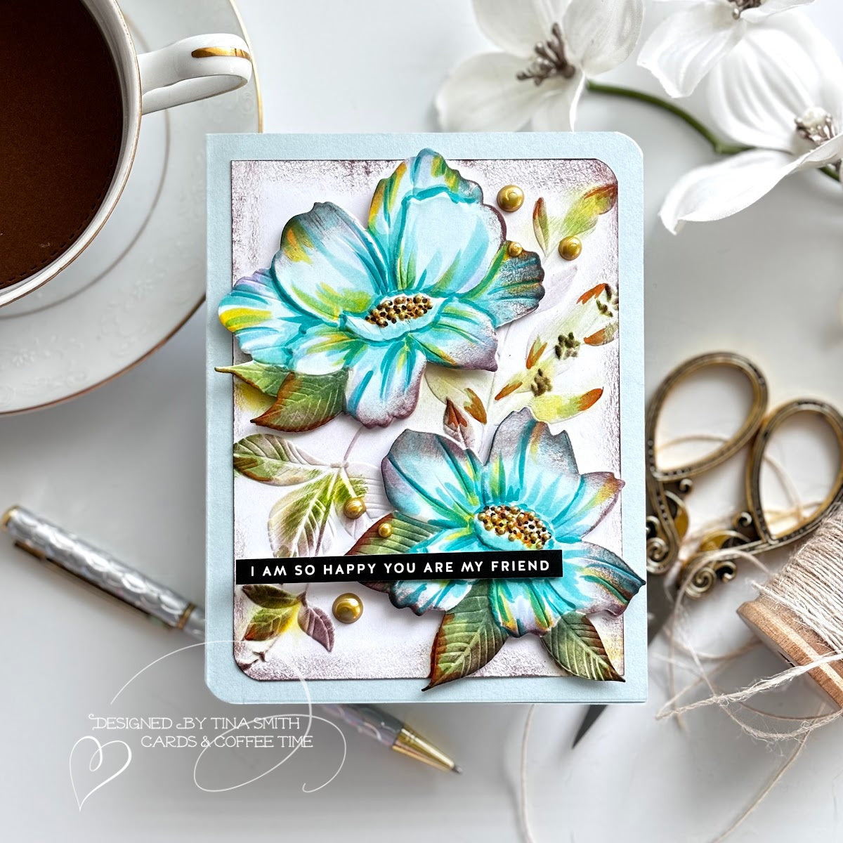 Simon Says Stamp Embossing Folder and Cutting Dies Brilliant Hibiscus sfd395 Sunny Vibes Friend Card | color-code:ALT01