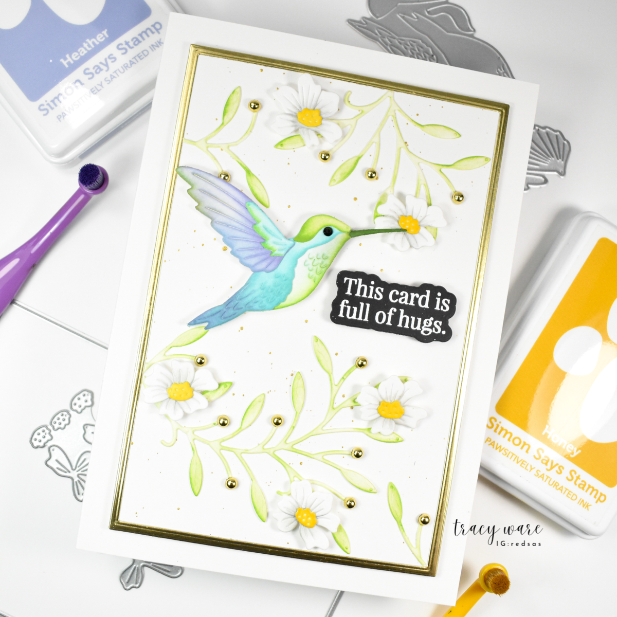 Simon Says Stamp Brilliant Hummingbird Wafer Dies s988 Friend Like You Hugs Card | color-code:ALT03