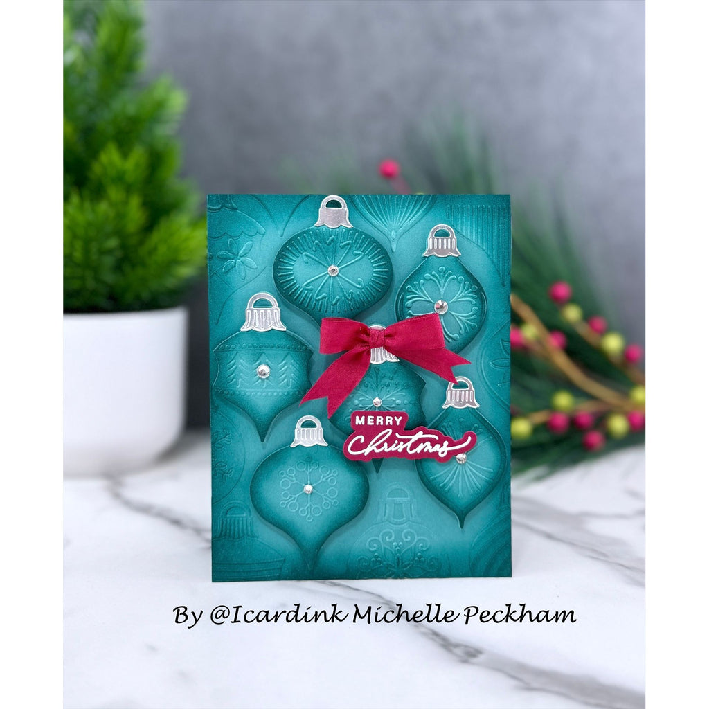 Simon Says Stamp Embossing Folder and Cutting Dies Brilliant Ornaments sfd518 Sugar and Spice Christmas Card