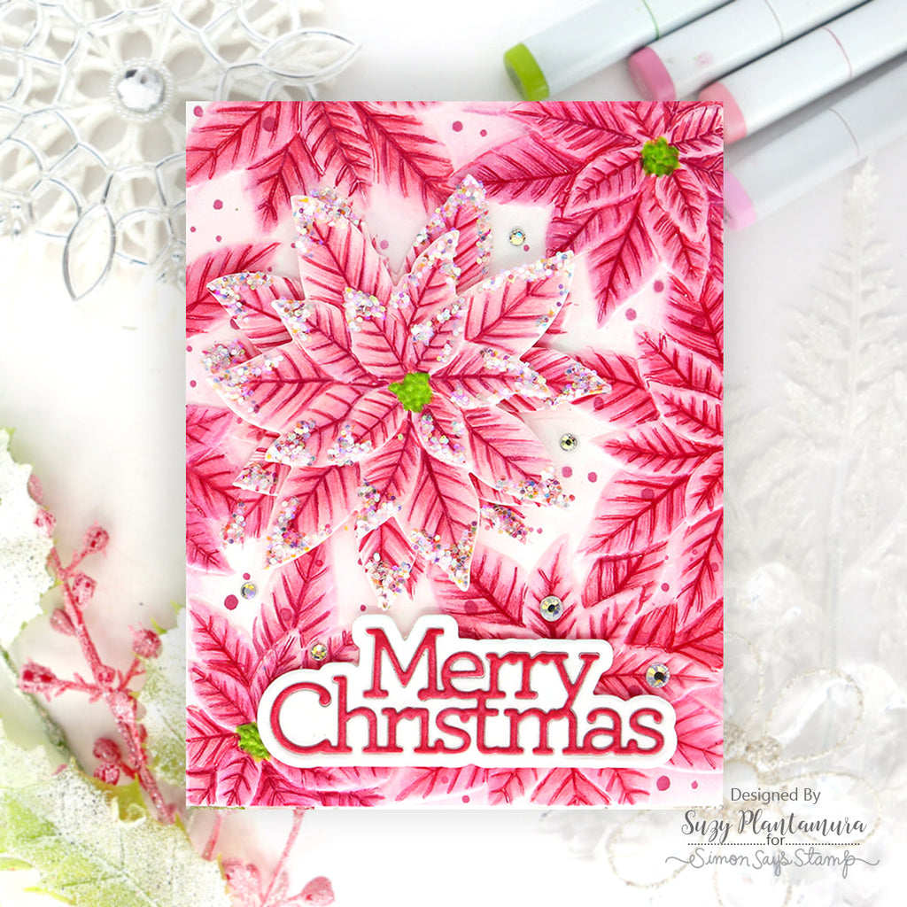 Simon Says Stamp Embossing Folder and Cutting Dies Brilliant Poinsettias sfd431 Sweet Wishes Christmas Card | color-code:ALT05