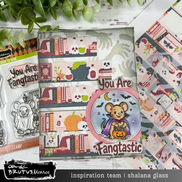 Brutus Monroe Apothecary Shelves Washi Sheets bru7576 you are fangtastic halloween card