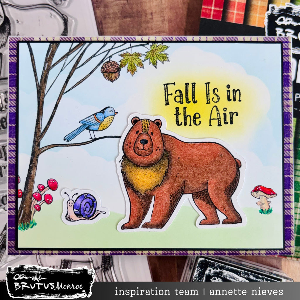 Brutus Monroe Autumn Animals Clear Stamp Set bru0690 bear fall is in the air annette nieves