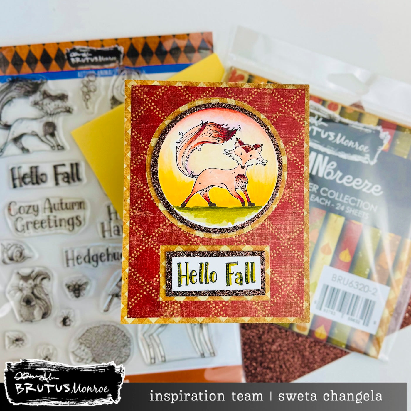 Brutus Monroe Autumn Animals Clear Stamp Set bru0690 hello fall fox sweta changela