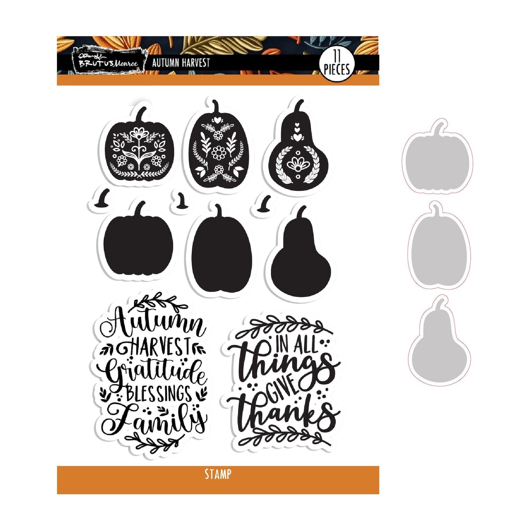 Brutus Monroe Autumn Harvest Stamp and Die Set bru6451