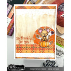 Brutus Monroe Autumn Plaid Washi Sheets bru3920 mouse sitting on pumpkin fall leaves so thankful for you card sara scraps