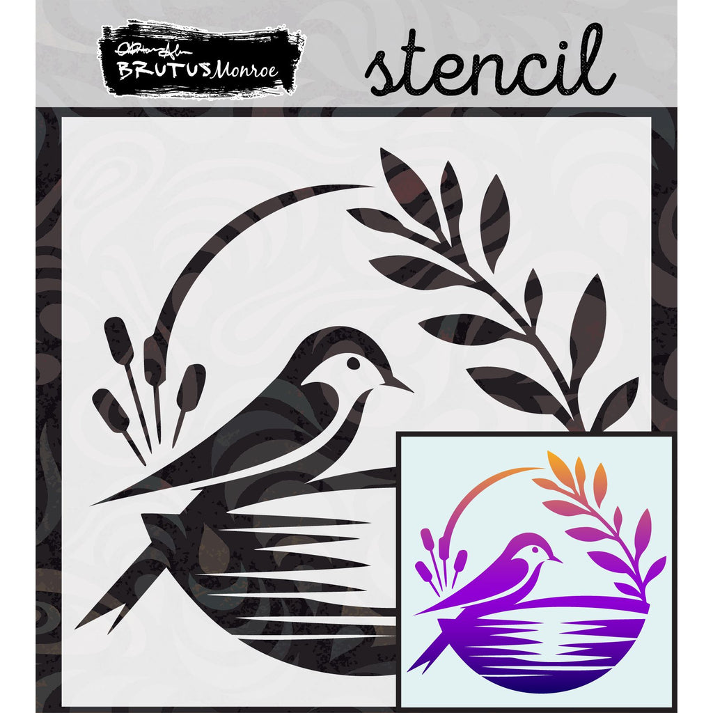 Brutus Monroe Bird Bath Mixed Media Stencil bru3620-3 bath
