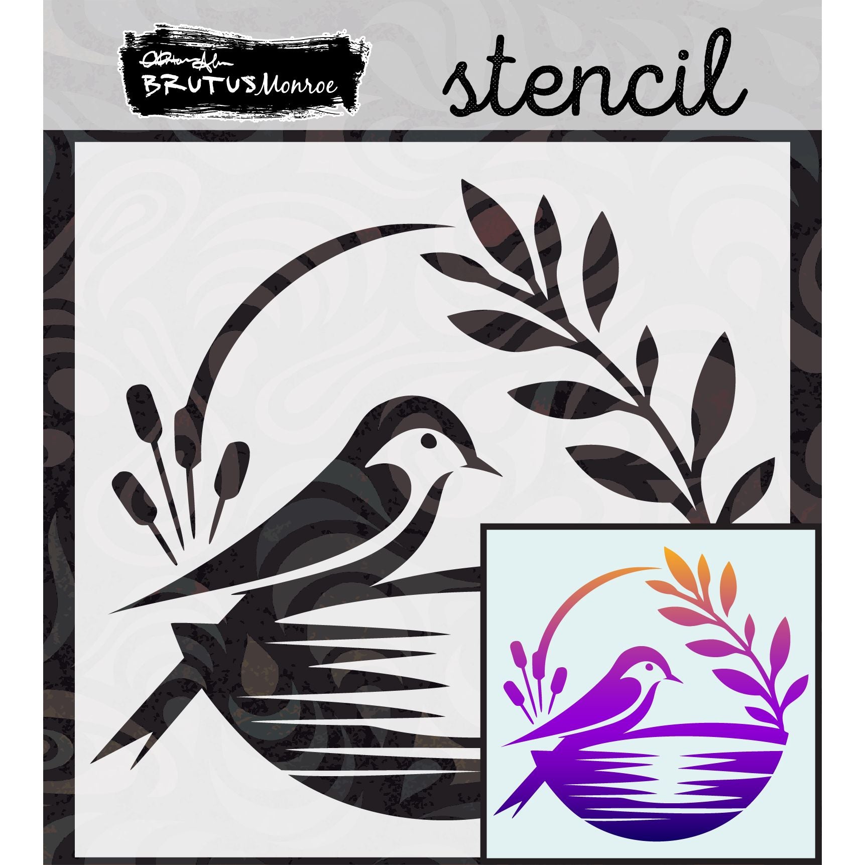 Brutus Monroe Bird Bath Mixed Media Stencil bru3620-3 bath