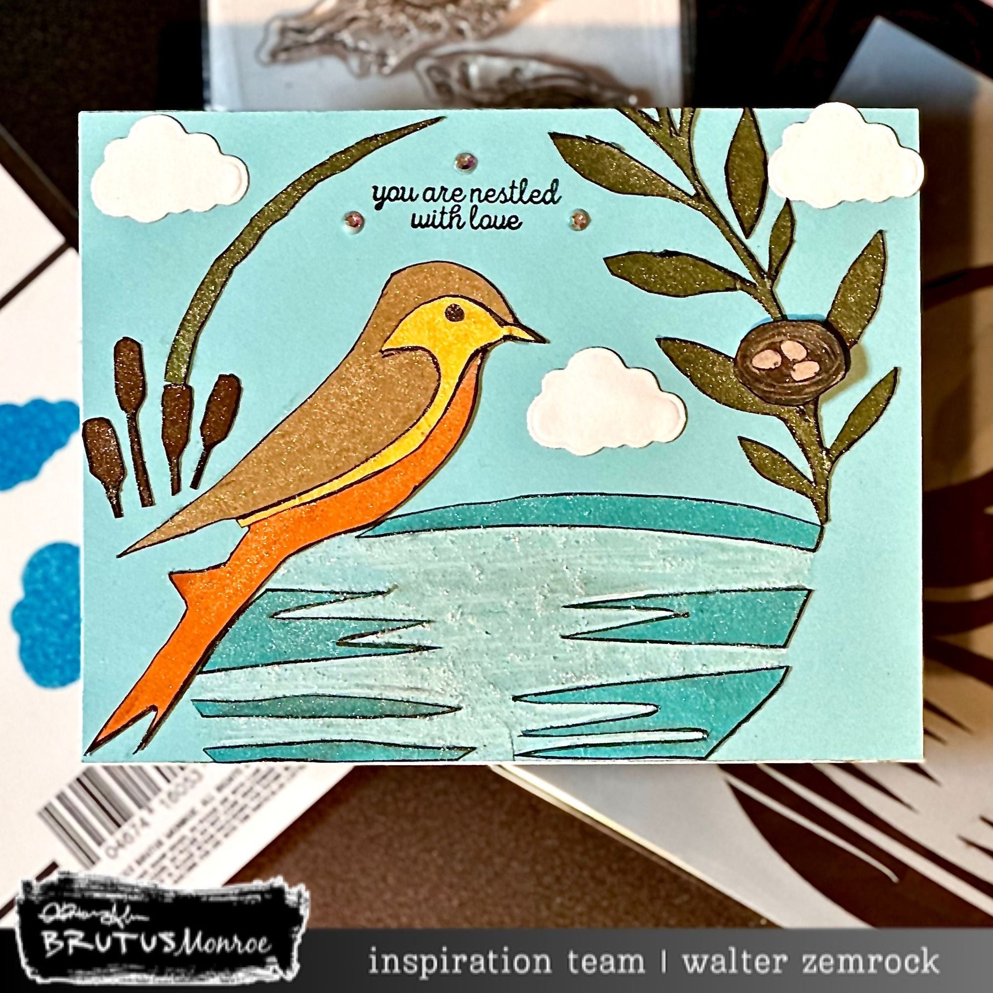 Brutus Monroe Bird Bath Mixed Media Stencil bru3620-3 nest