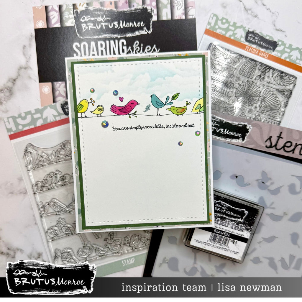 Brutus Monroe Bird on a Wire Layering Stencils bru6948 pink bird