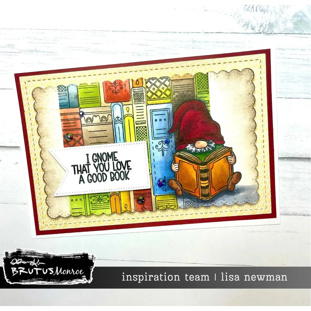 Brutus Monroe Book Stack Clear Stamp Set bru5738 gnome