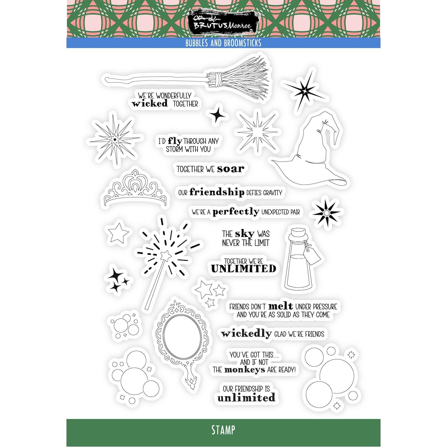 Brutus Monroe Bubbles and Broomsticks Clear Stamps bru1251