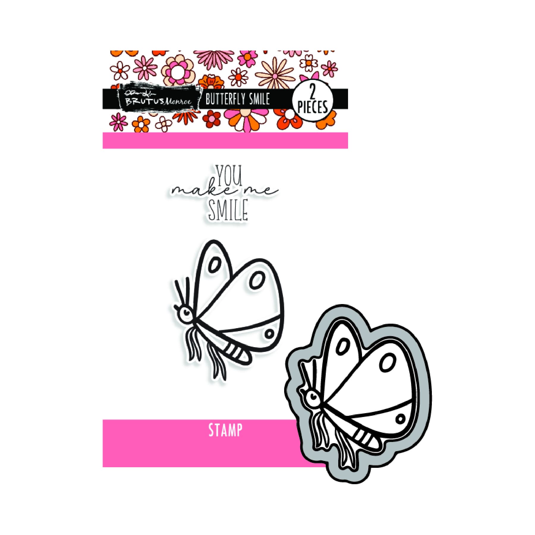 Brutus Monroe Butterfly Smile Stamp and Die Set bru1549
