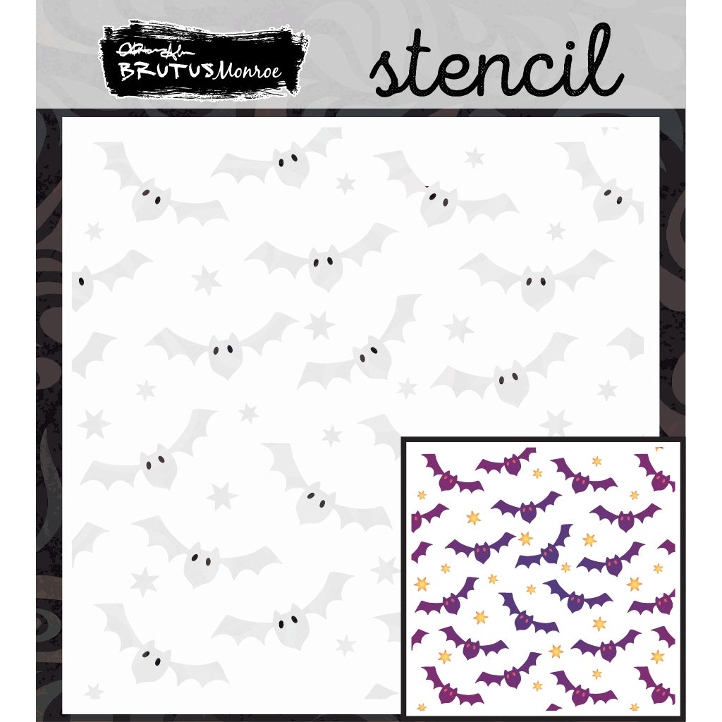 Brutus Monroe Cloud of Bats 6x6 Layering Stencils bru6149
