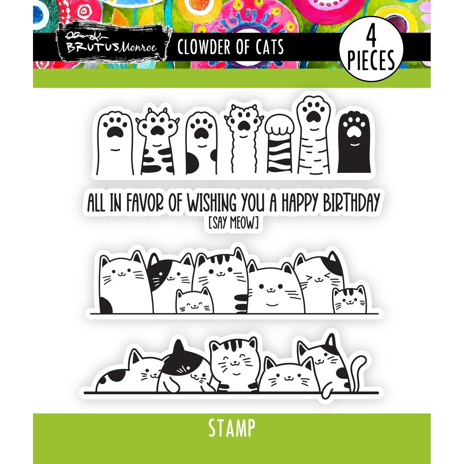 Brutus Monroe Clowder of Cats Clear Stamps bru7882