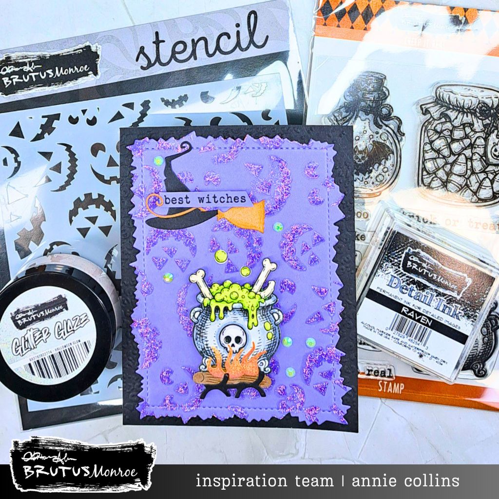 Brutus Monroe Creep it Real Clear Stamp Set bru1689 annie collins best witches halloween card