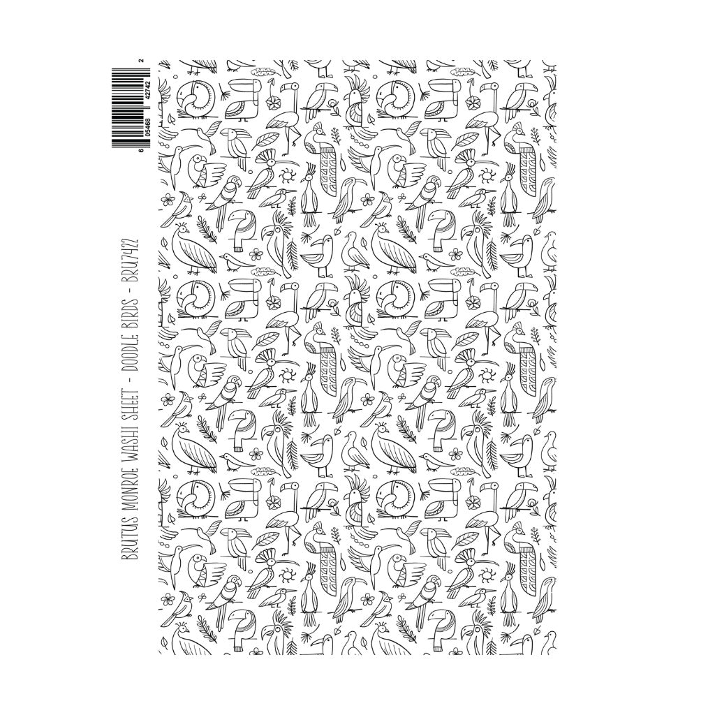 Brutus Monroe Doodle Birds Washi Sheets bru7422-2