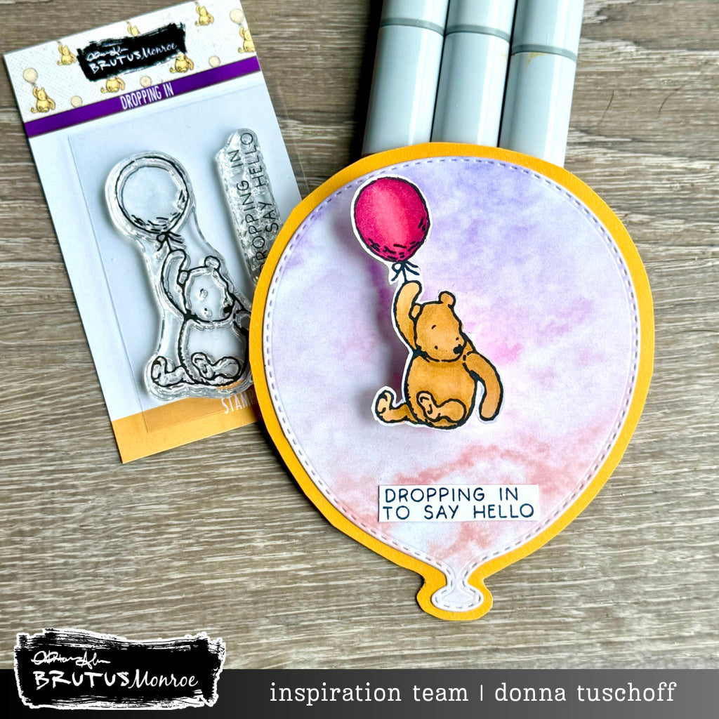 Brutus Monroe Dropping In Clear Stamps bru1354 winnie balloon