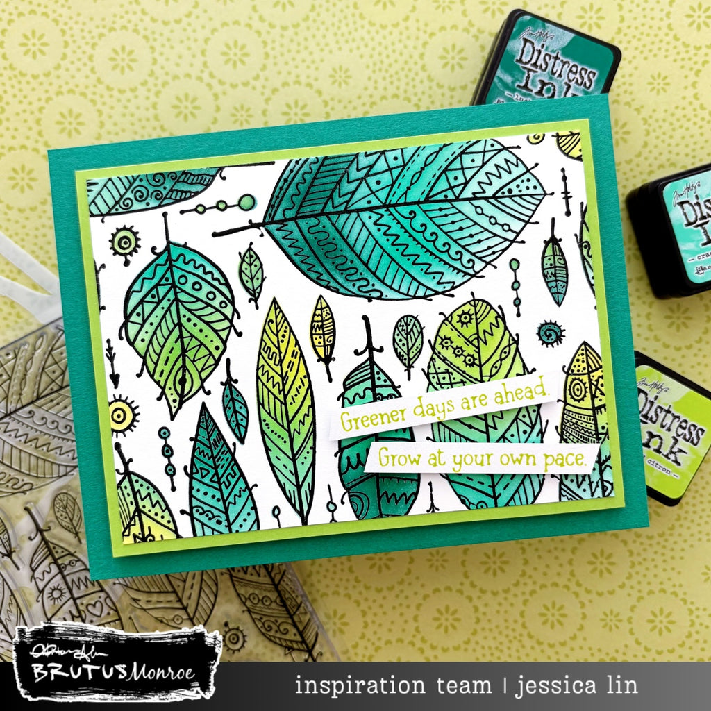 Brutus Monroe Feathered Doodle Clear Stamp bru3206 greener days ahead