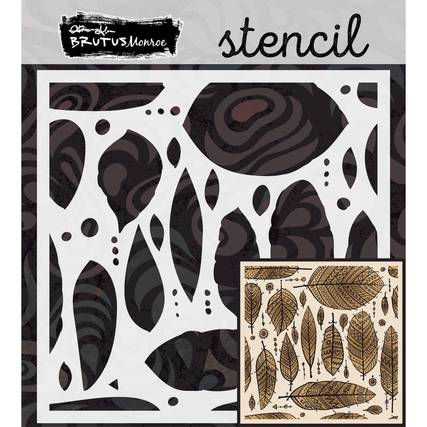 Brutus Monroe Feathered Doodle Coordinating Stencil bru3755 feathered