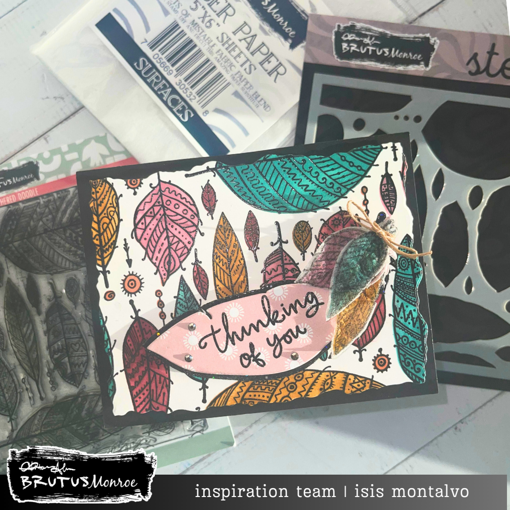Brutus Monroe Feathered Doodle Coordinating Stencil bru3755 thinking of you