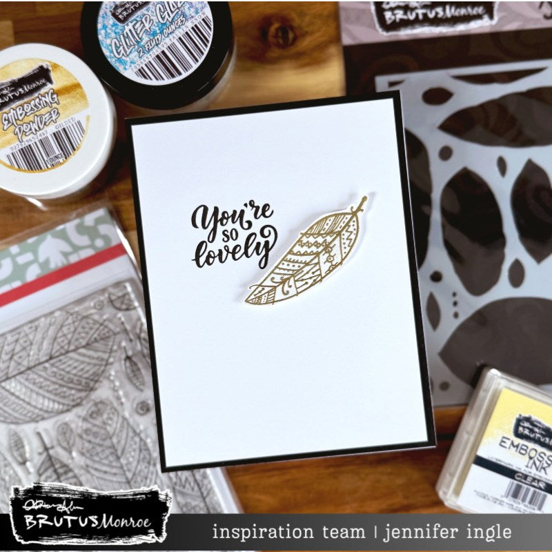 Brutus Monroe Feathered Doodle Coordinating Stencil bru3755 you're so lovely