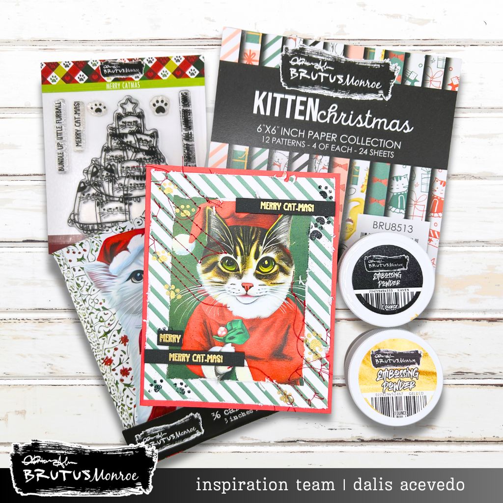 Brutus Monroe Festive Felines Creative Cards bru1497 cat-mas