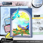 Brutus Monroe Flight Pattern Mixed Media Layering Stencils bru5444-2 bird nest