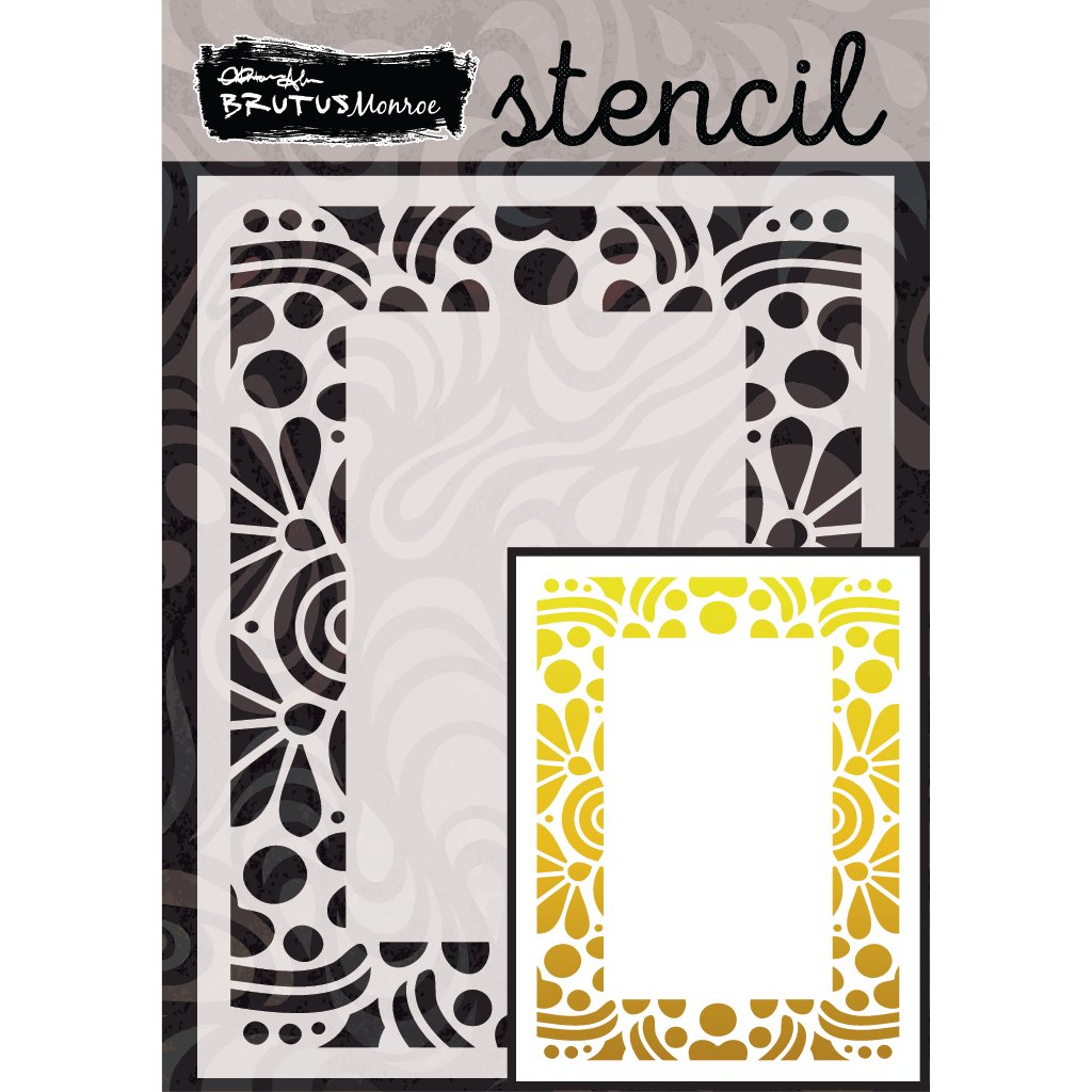 Brutus Monroe Flower Frame A2 Stencil bru7086