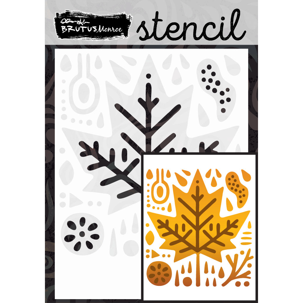 Brutus Monroe Folk Leaf Doodle A2 Layering 4x5 Stencils bru8025-2