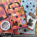 Brutus Monroe Frightening Frames Acetate Sheets bru4778-2 cat with button eye witch hat pumpkin spooky wishes card candi vanderwerf