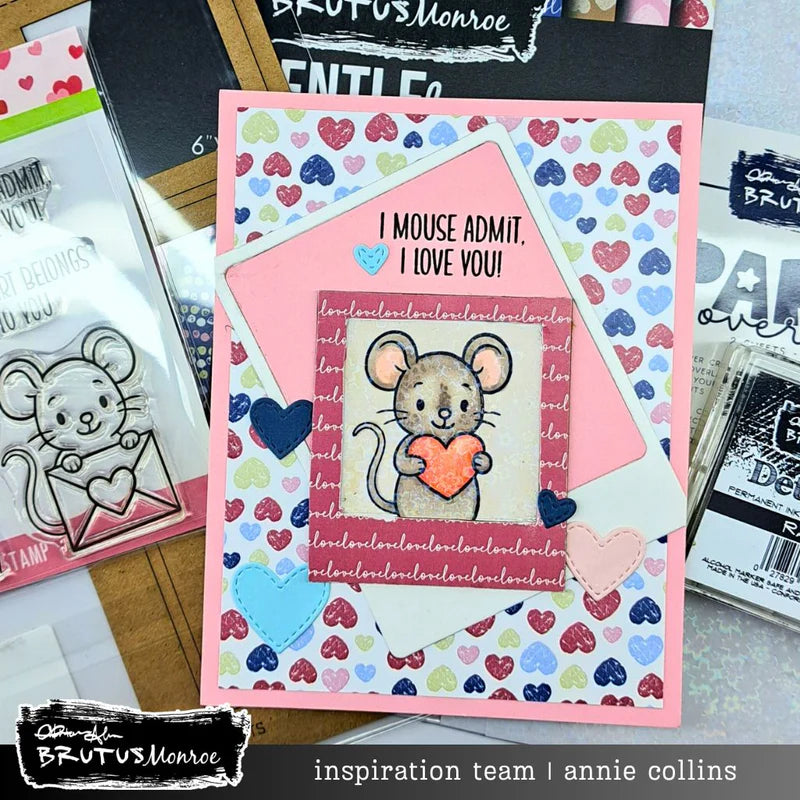 Brutus Monroe Gentle Love 6x6 Paper Pad bru1330-2 mouse holding heart