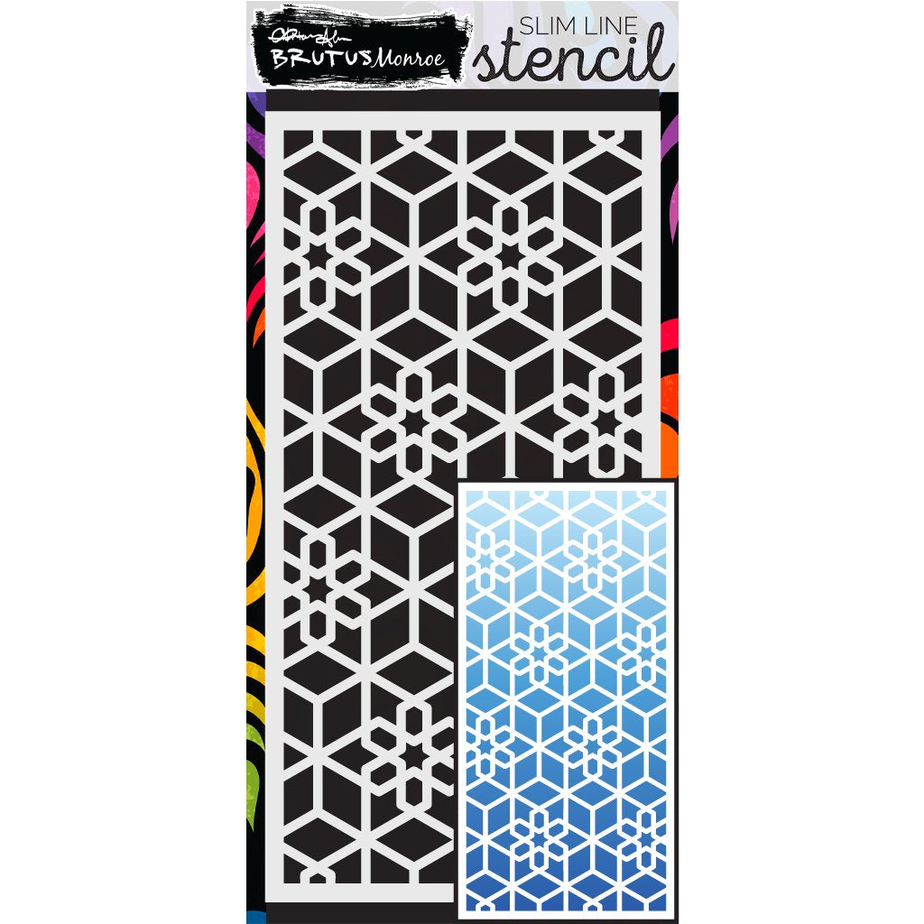 Brutus Monroe Geoflake Slimline Stencil bru8250-2