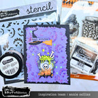 Brutus Monroe Glow in the Dark 6x6 Stencil bru8892 annie collins best witches jack o lantern card