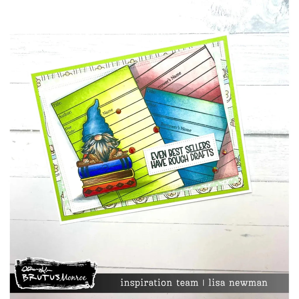 Brutus Monroe Gnome Books Clear Stamp Set bru9740-2 notes