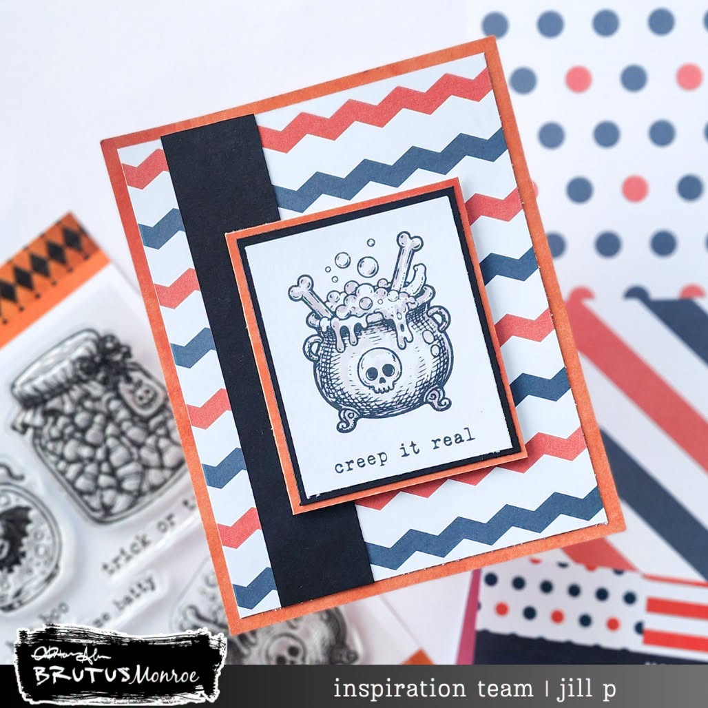 Brutus Monroe Halloween Night DuoFoil Sheets bru6161 cauldron with bones and bubbles creep it real card jill p