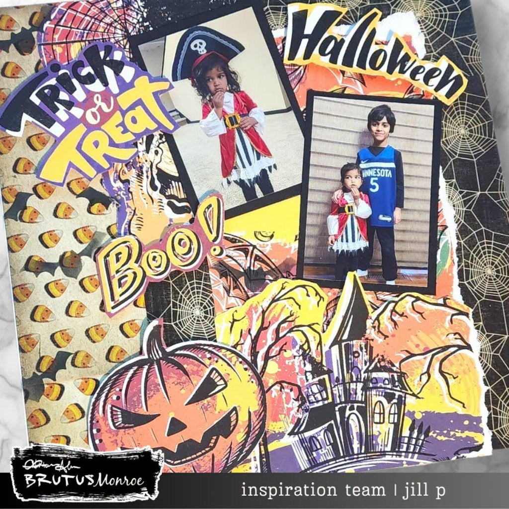 Brutus Monroe Halloween Night DuoFoil Sheets bru6161 trick or treat pumpkin haunted house boo card jill p
