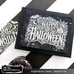Brutus Monroe Happy Halloween Clear Stamp Set bru7552-3 pumpkin spiderweb purple glitter black halloween card jessica lin