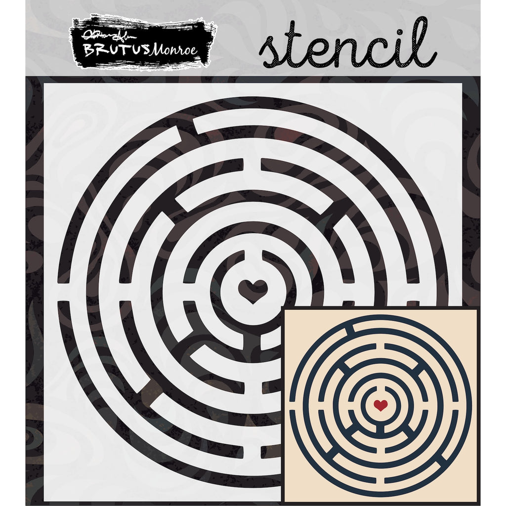 Brutus Monroe Heart Maze Mixed Media Stencil bru7431